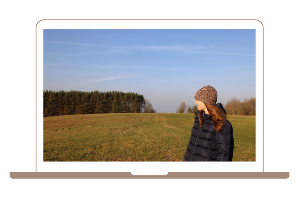 A computer with an image of the company's owner looking into the void on a field